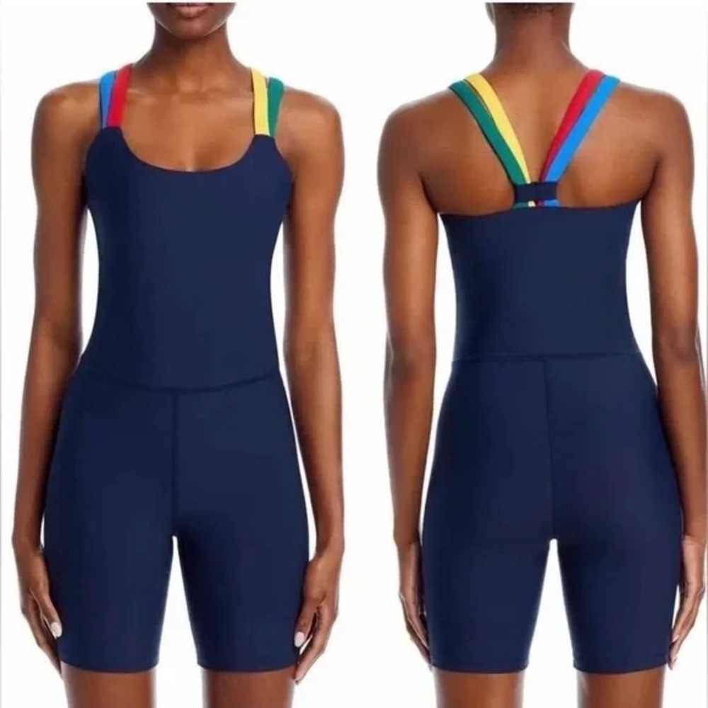 AQUA Athletic x Venus Williams Women's Strappy Back Unitard Bodysuit Navy M NWT